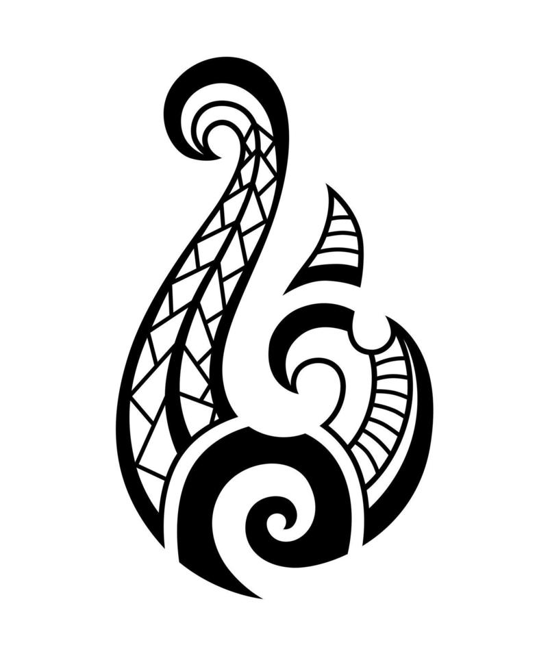 Maori tattoo style fish hook. Bone matau. Hei matau. vector