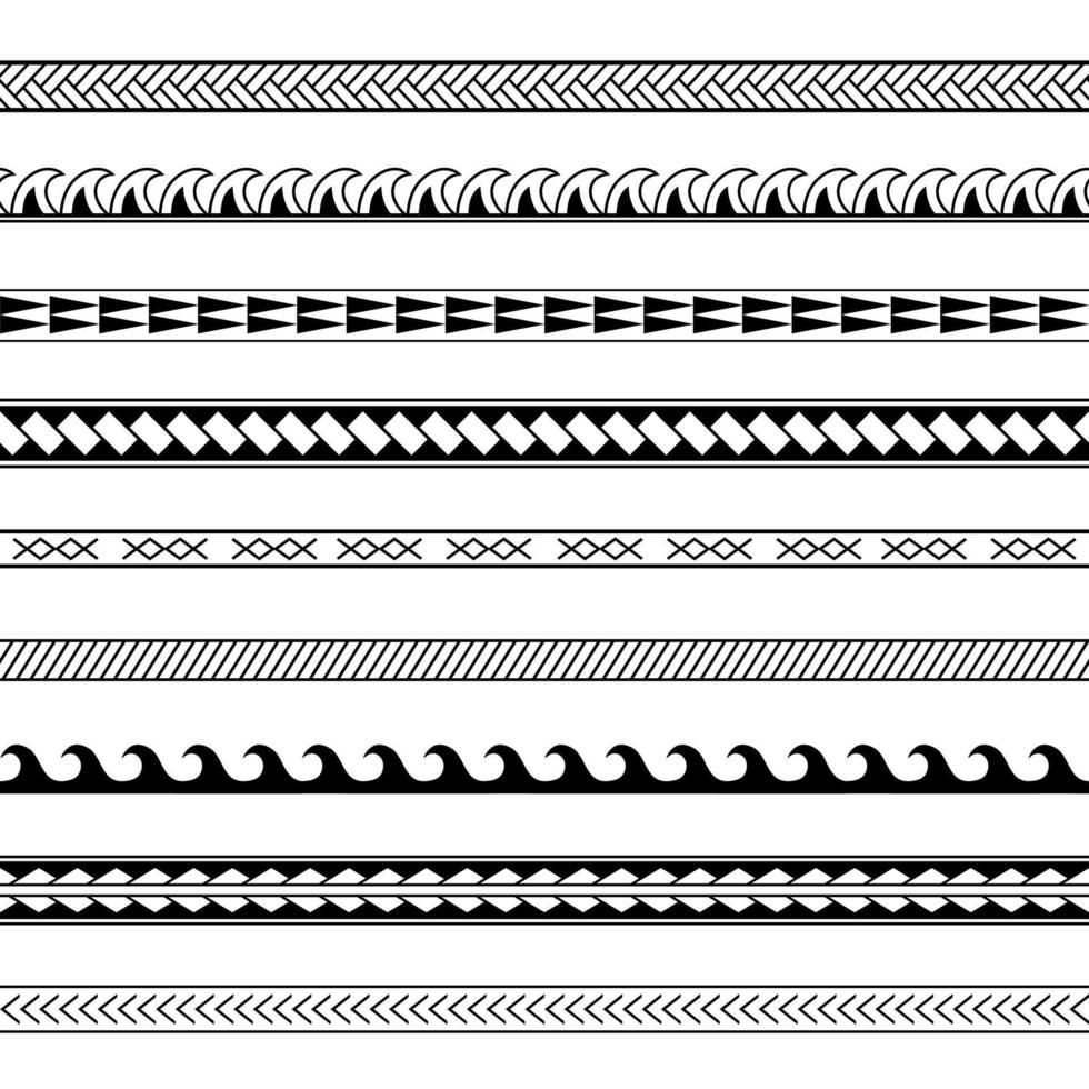 conjunto de patrones de vectores sin fisuras geométricos tribales polinesios maoríes.