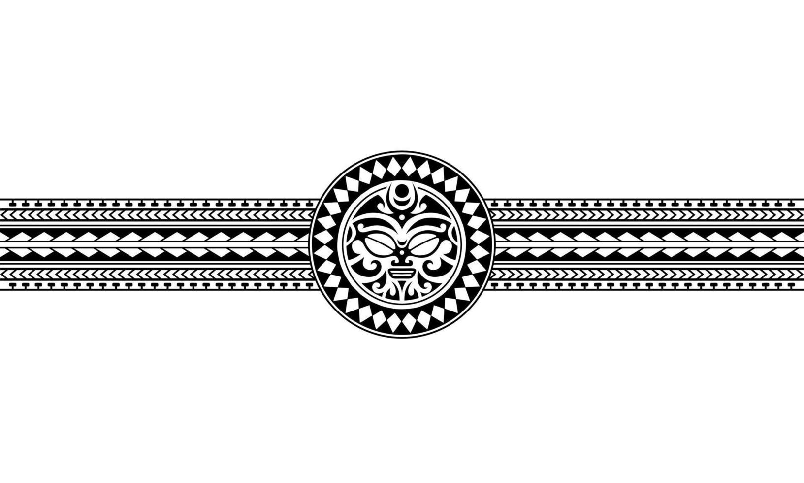 Maori polynesian tattoo border tribal sleeve pattern vector. Samoan bracelet tattoo for arm or foot. vector