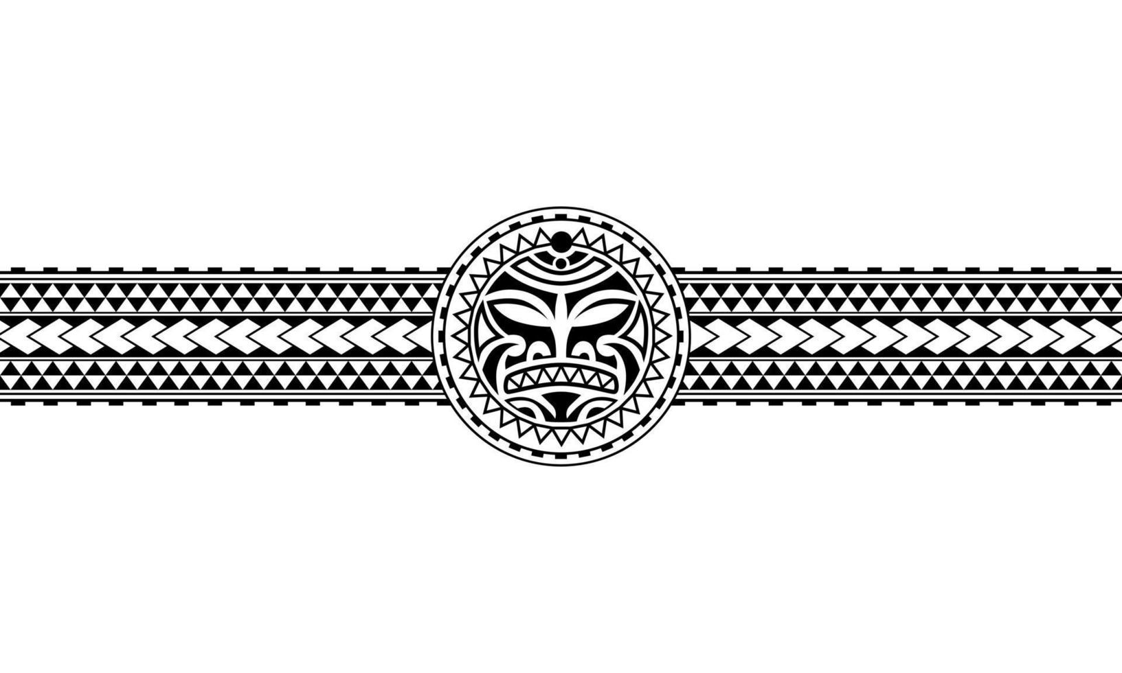 Maori polynesian tattoo border tribal sleeve pattern vector. Samoan bracelet tattoo for arm or foot. vector