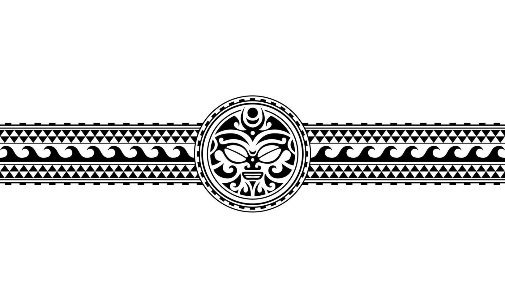Maori polynesian tattoo border tribal sleeve pattern vector. Samoan bracelet tattoo for arm or foot. vector
