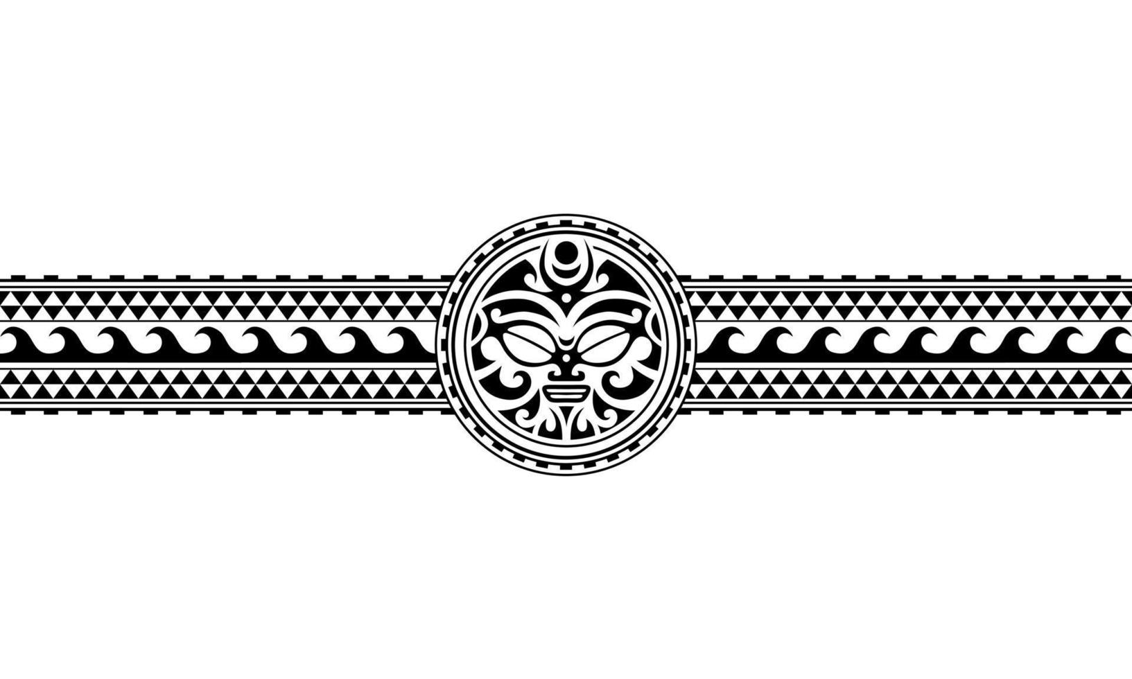 Maori polynesian tattoo border tribal sleeve pattern vector. Samoan bracelet tattoo for arm or foot. vector