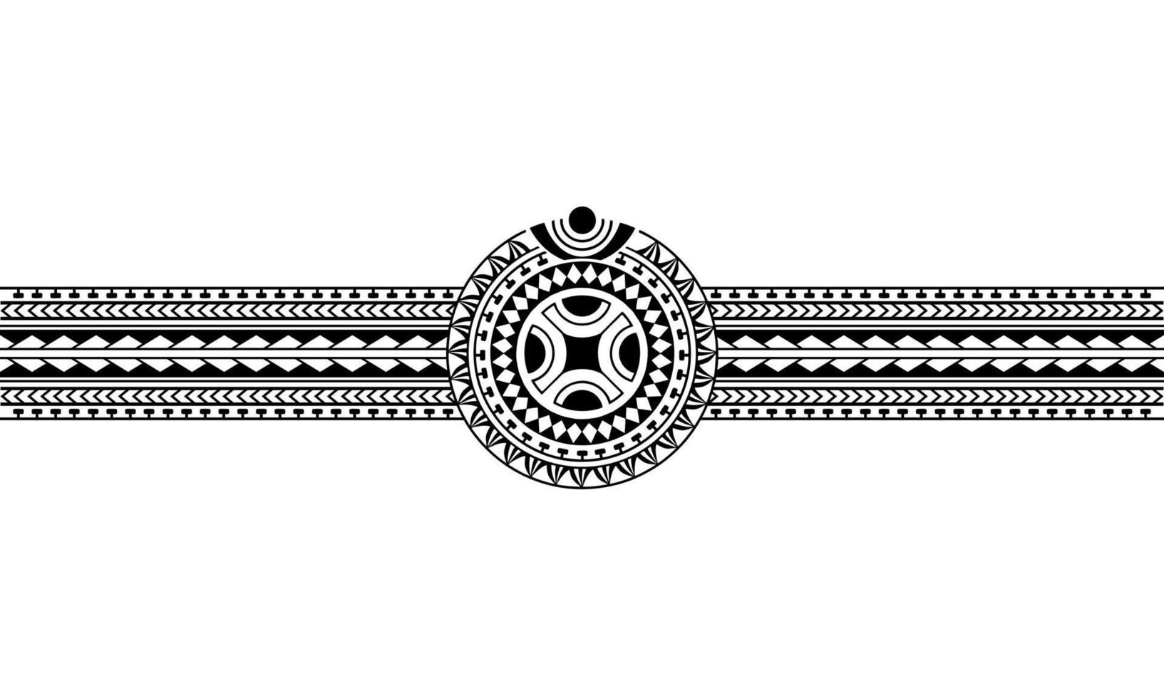 Maori polynesian tattoo border tribal sleeve pattern vector. Samoan bracelet tattoo for arm or foot. vector