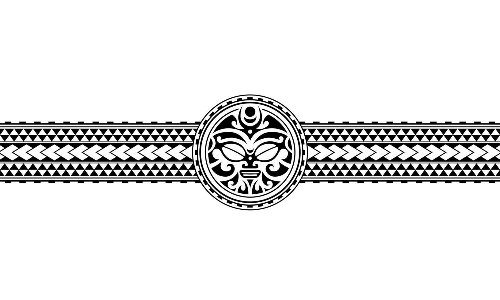 Maori polynesian tattoo border tribal sleeve pattern vector. Samoan bracelet tattoo for arm or foot. vector