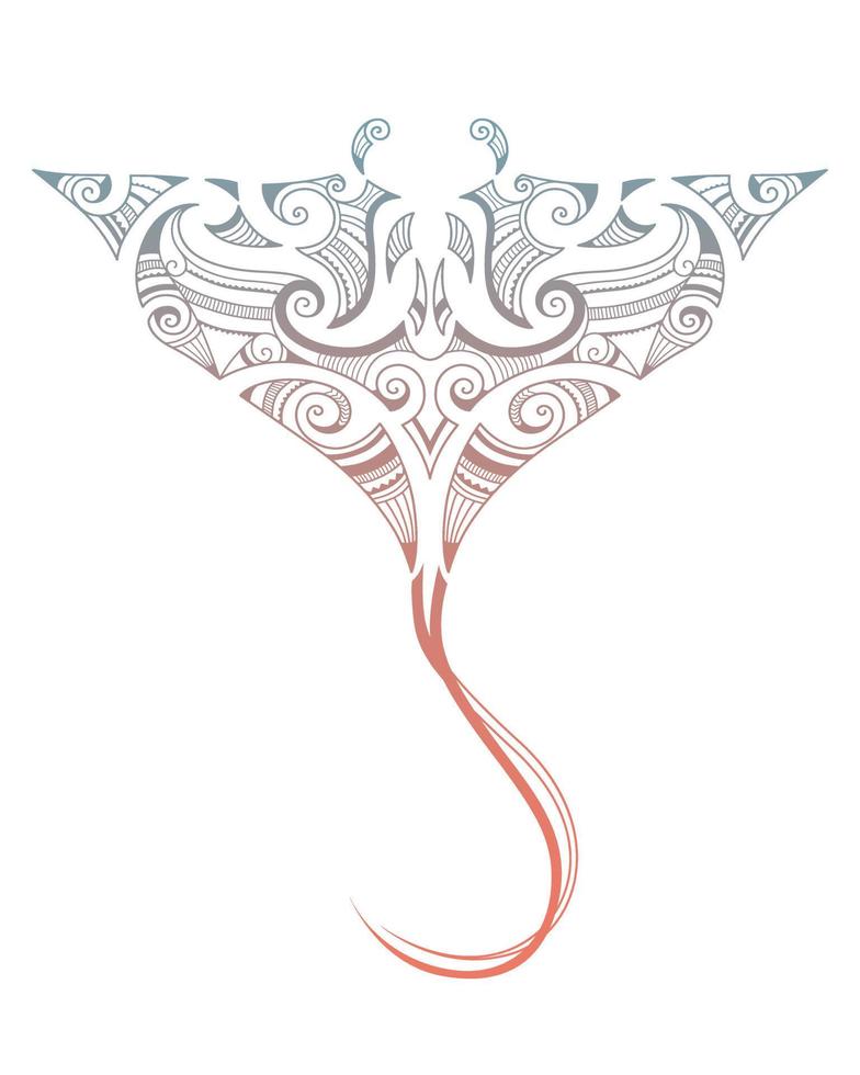 Manta ray stingray maori tattoo ornament colorful vector
