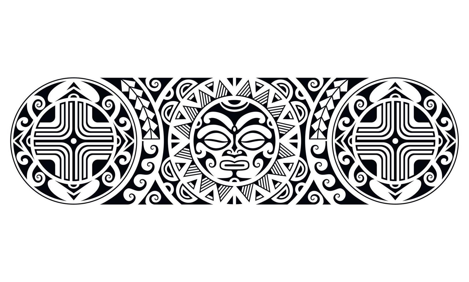 Maori polynesian tattoo bracelet. Tribal sleeve seamless pattern vector. vector