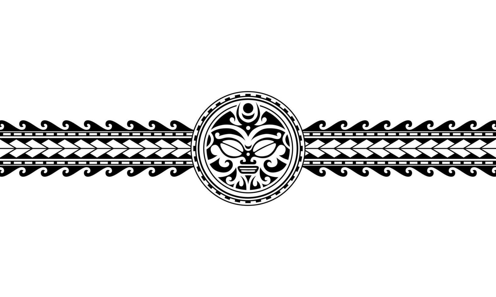 Maori polynesian tattoo border tribal sleeve pattern vector. Samoan bracelet tattoo for arm or foot. vector