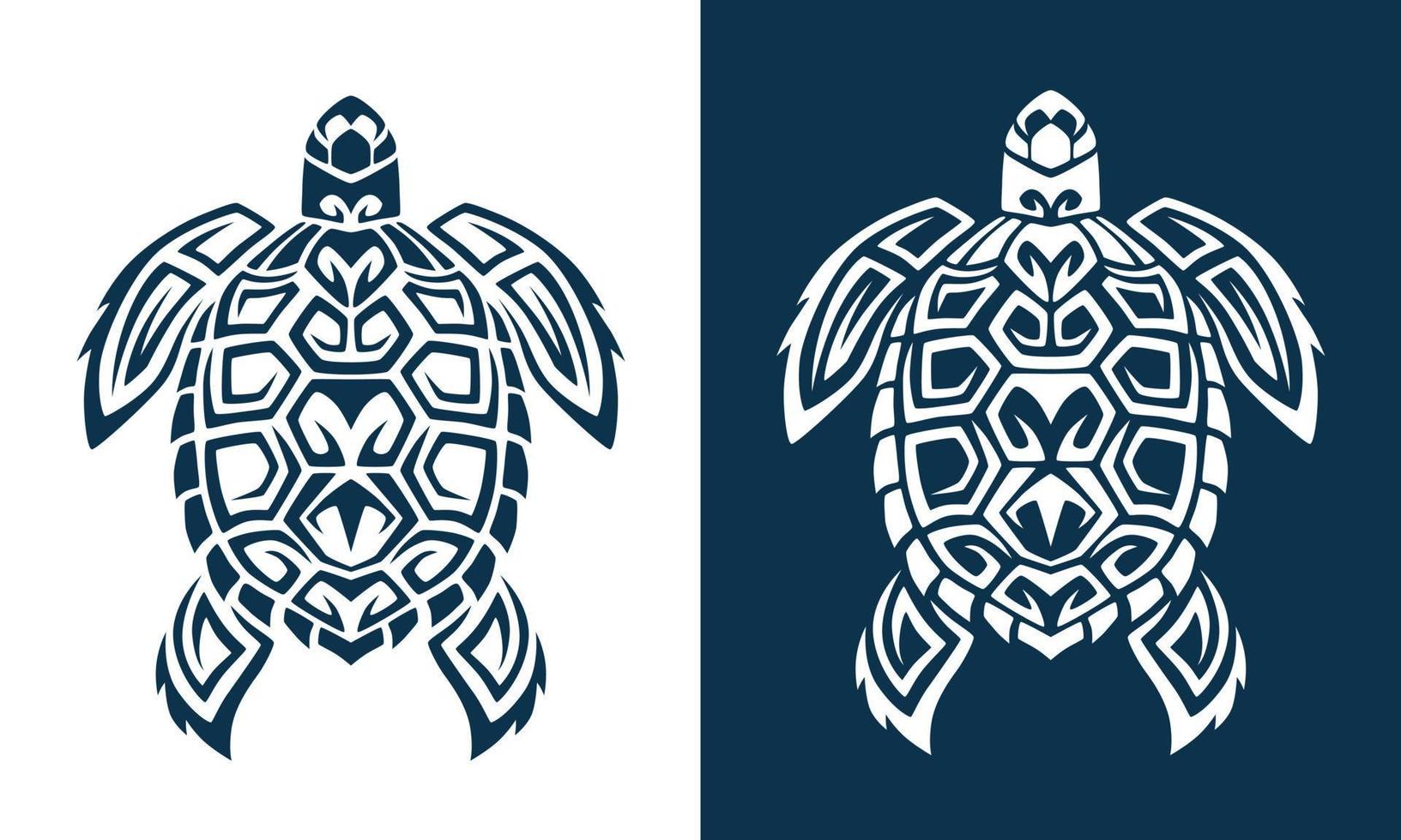 Maori Polynesian Style Turtle tattoo. Blue Background vector