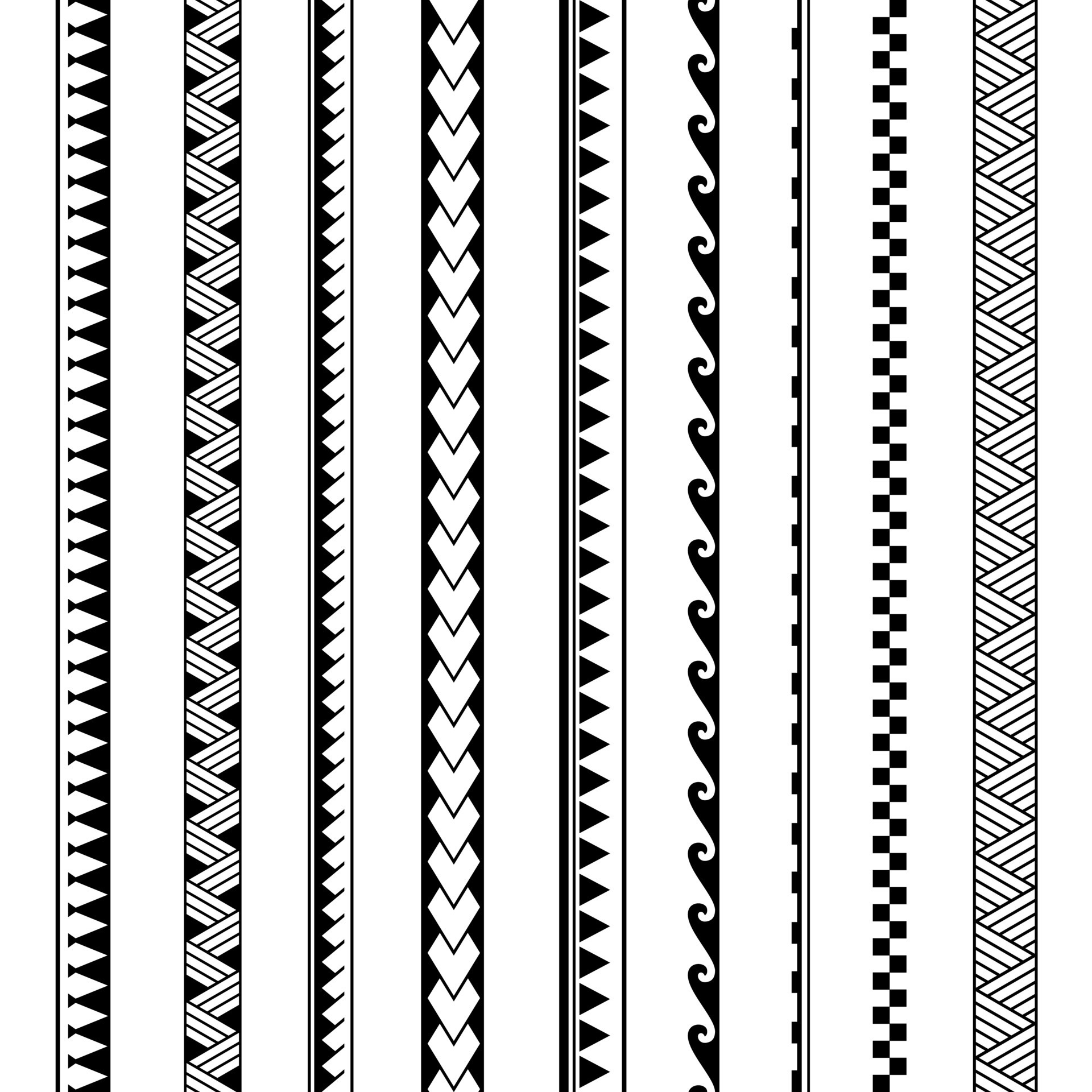 Maori polynesian tribal geometric seamless vector pattern set. 10450442 ...