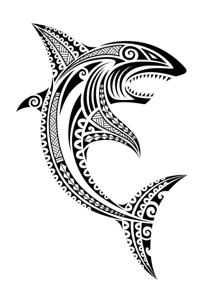 Shark fish Maori polynesian tattoo style. vector