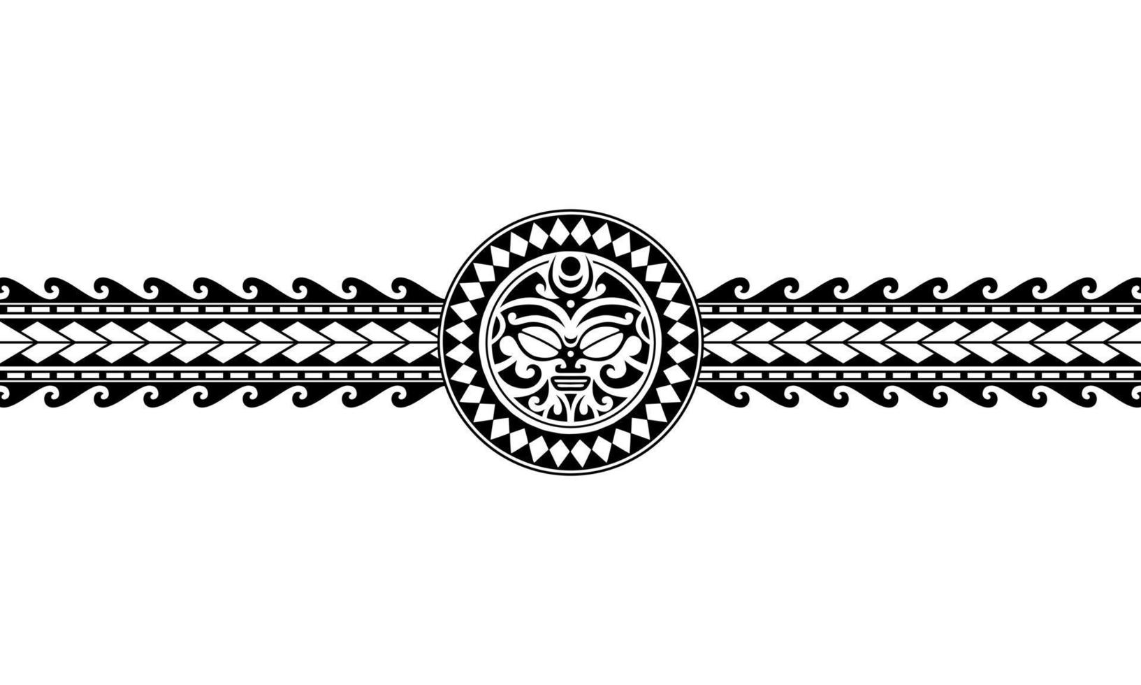 Maori polynesian tattoo border tribal sleeve pattern vector. Samoan bracelet tattoo for arm or foot. vector