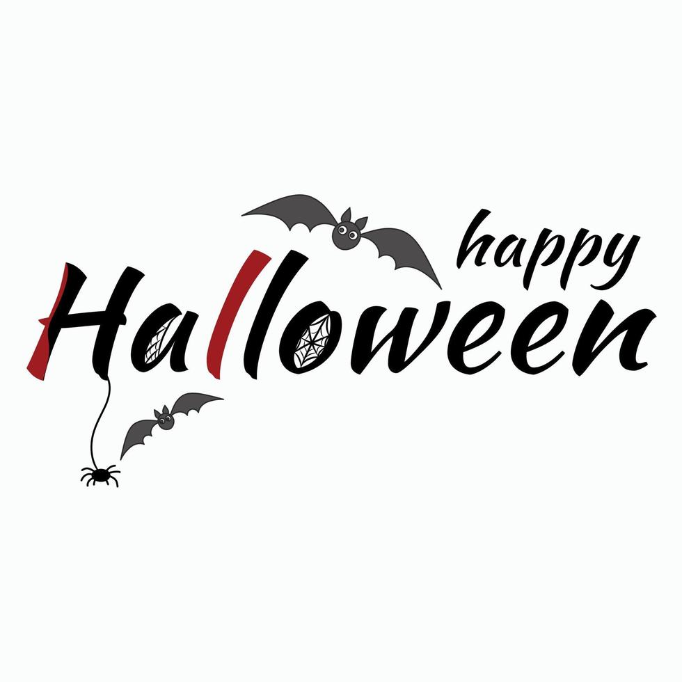happy Halloween lettering for templates and postcards. words on a white background. vector