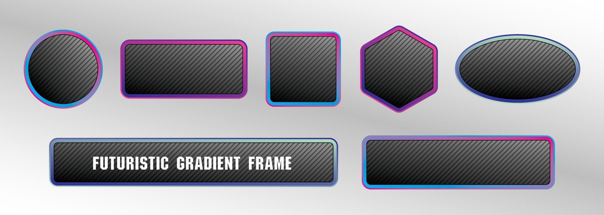 cool futuristic style gradient color frame with black signboard graphic vector set for adding text