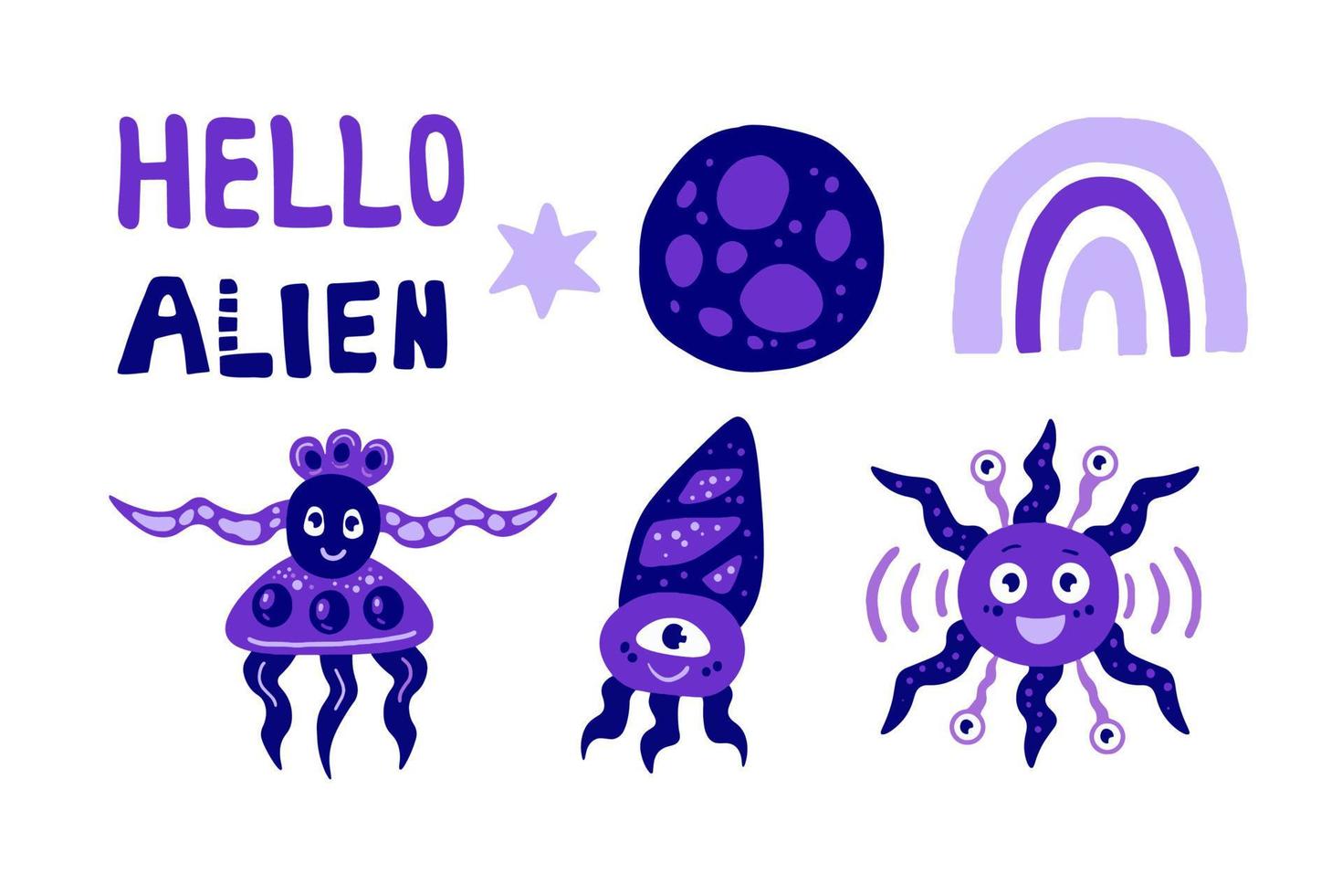 Kids outer space elements collection vector