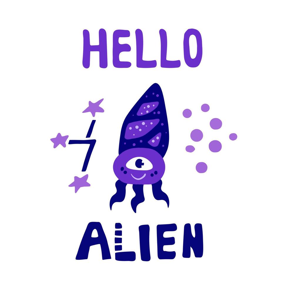 Hello alien kids vector illustration