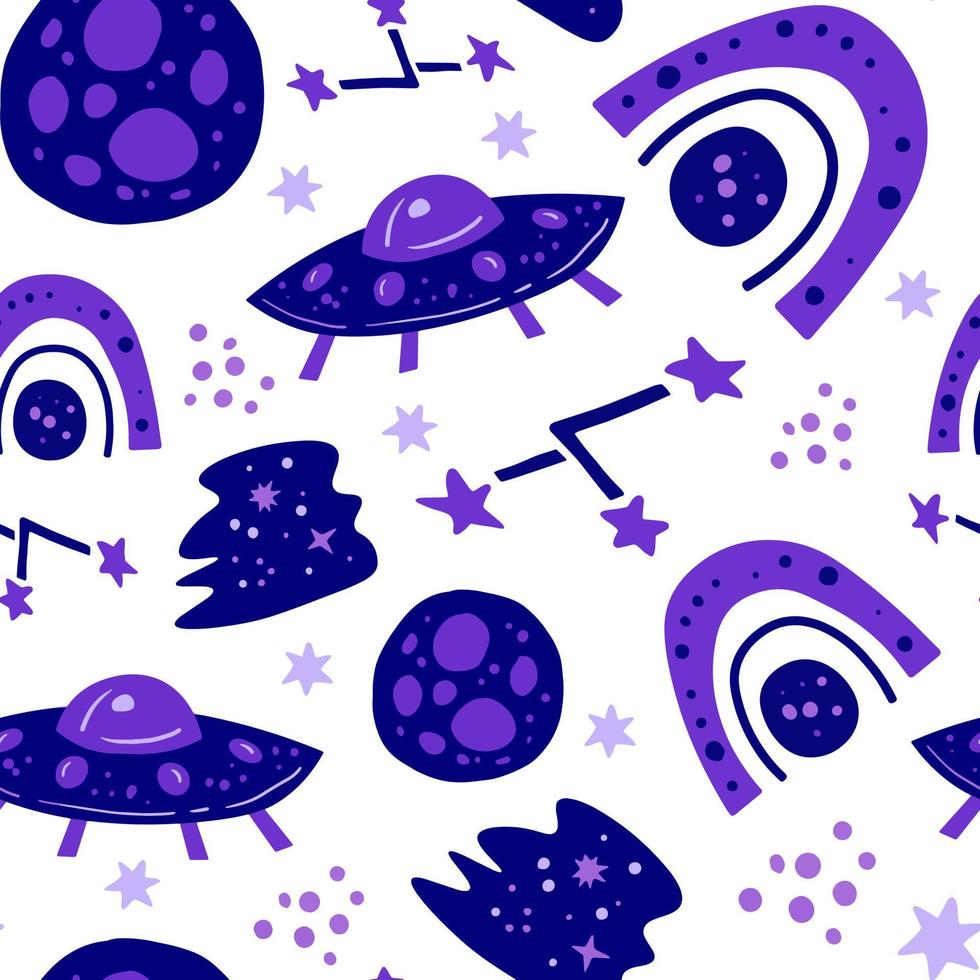 Cartoon cosmic seamless pattern vector