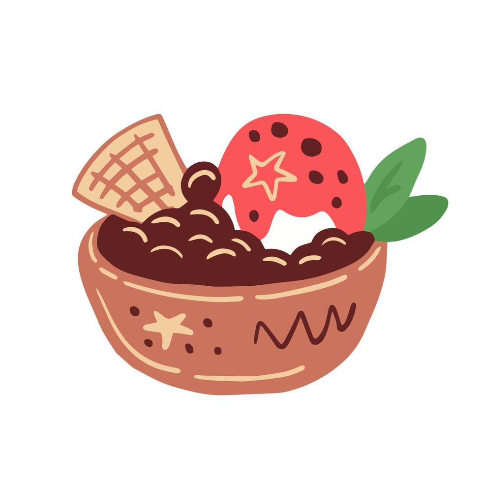 postre adorable en estilo de dibujo de dibujos animados vector