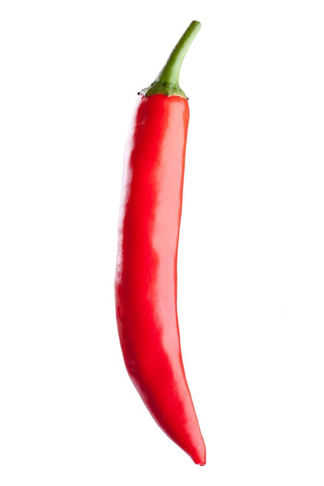 red chili or chilli cayenne pepper isolated on white background photo