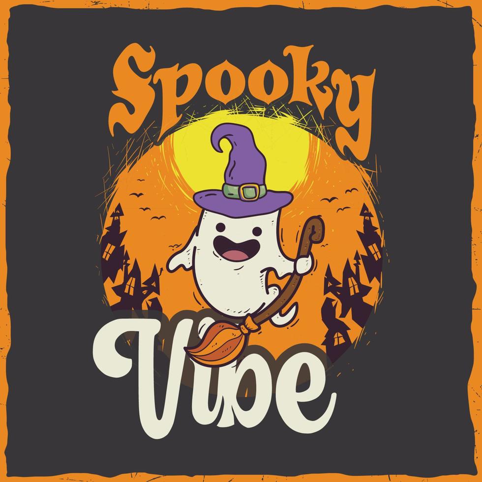 feliz halloween bruja aterrador fantasma boo calabaza fiesta ilustración arte citar retro vintage camiseta svg diseño vector