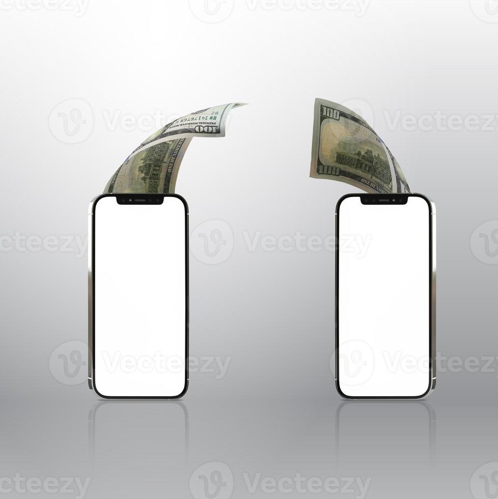 smartphone and dollar money transfer photo