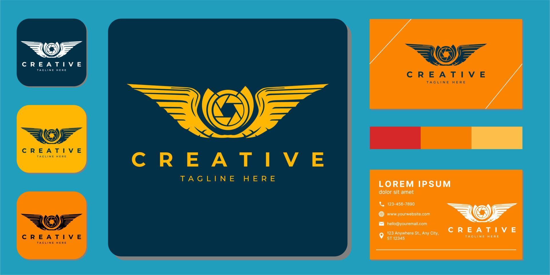 Wing Logo vector symbol, vector illustration with business card design template