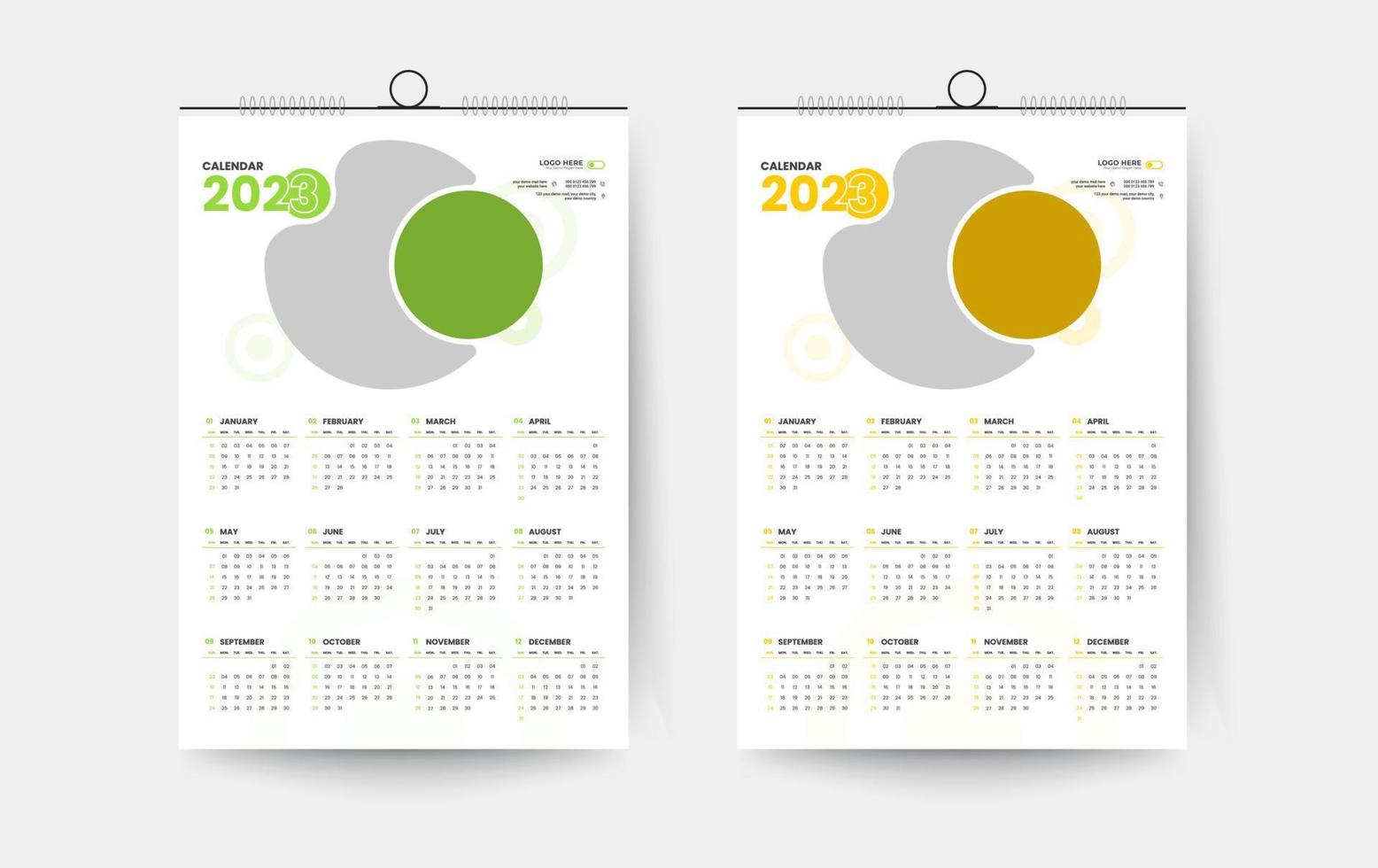 plantilla de diseño de calendario de pared de una página 2023 vector