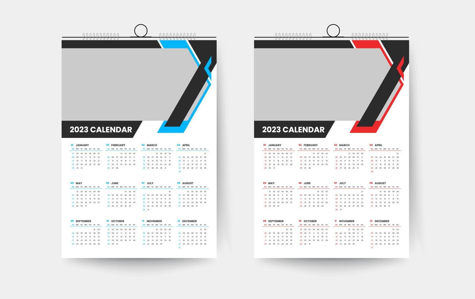 2023 one page wall calendar design template vector