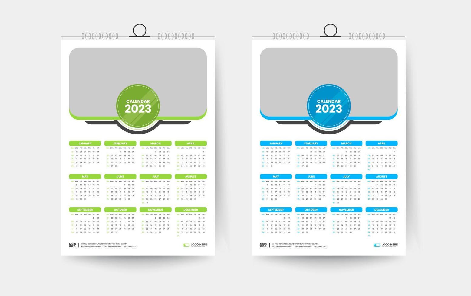 2023 one page wall calendar design template vector