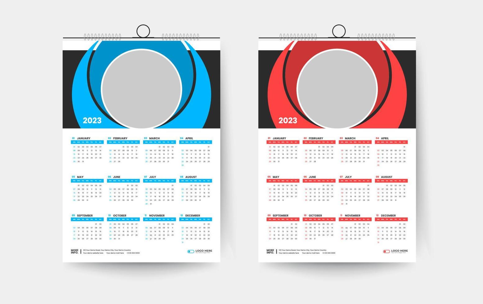 2023 one page wall calendar design template vector