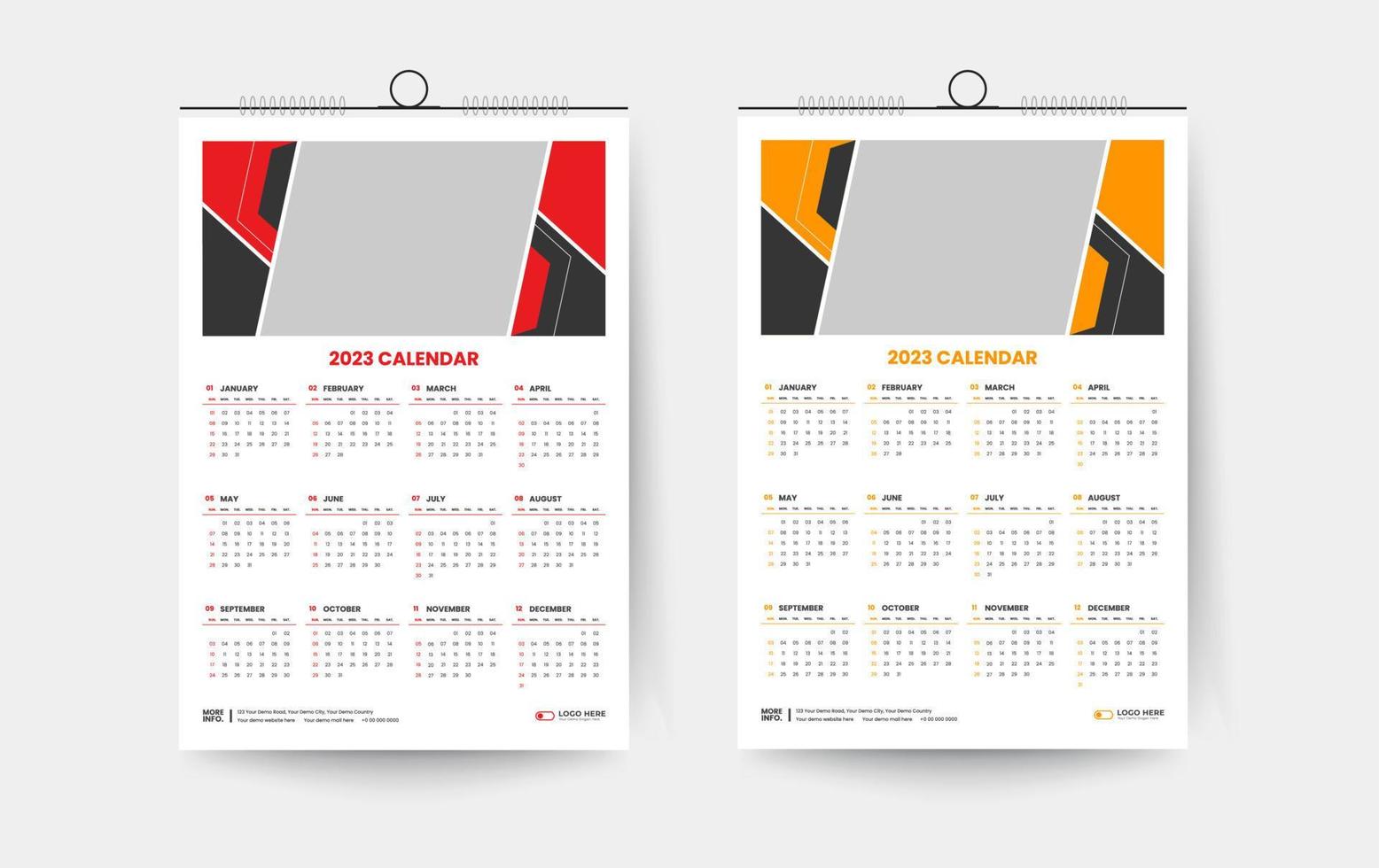 2023 one page wall calendar design template vector