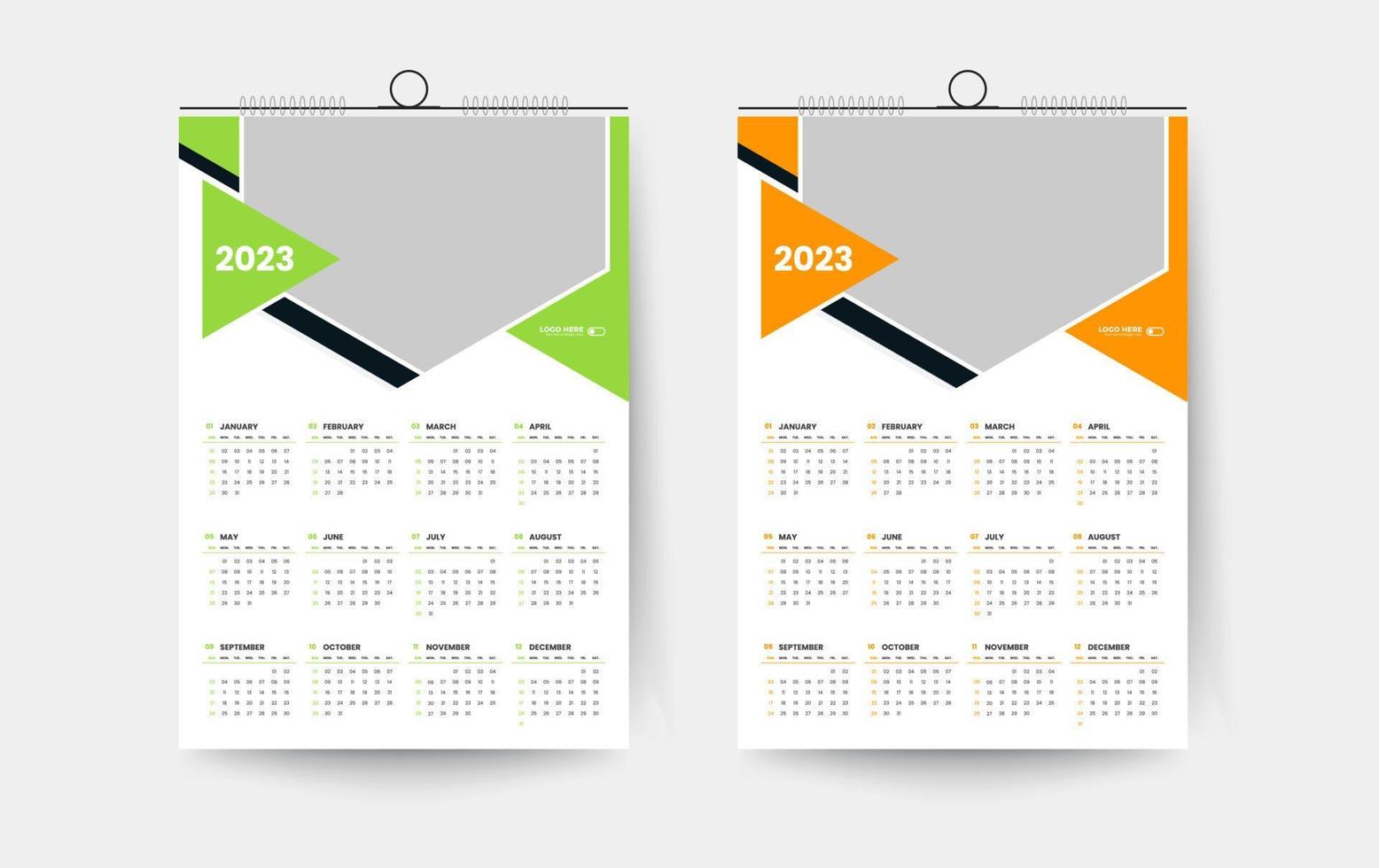 2023 one page wall calendar design template vector