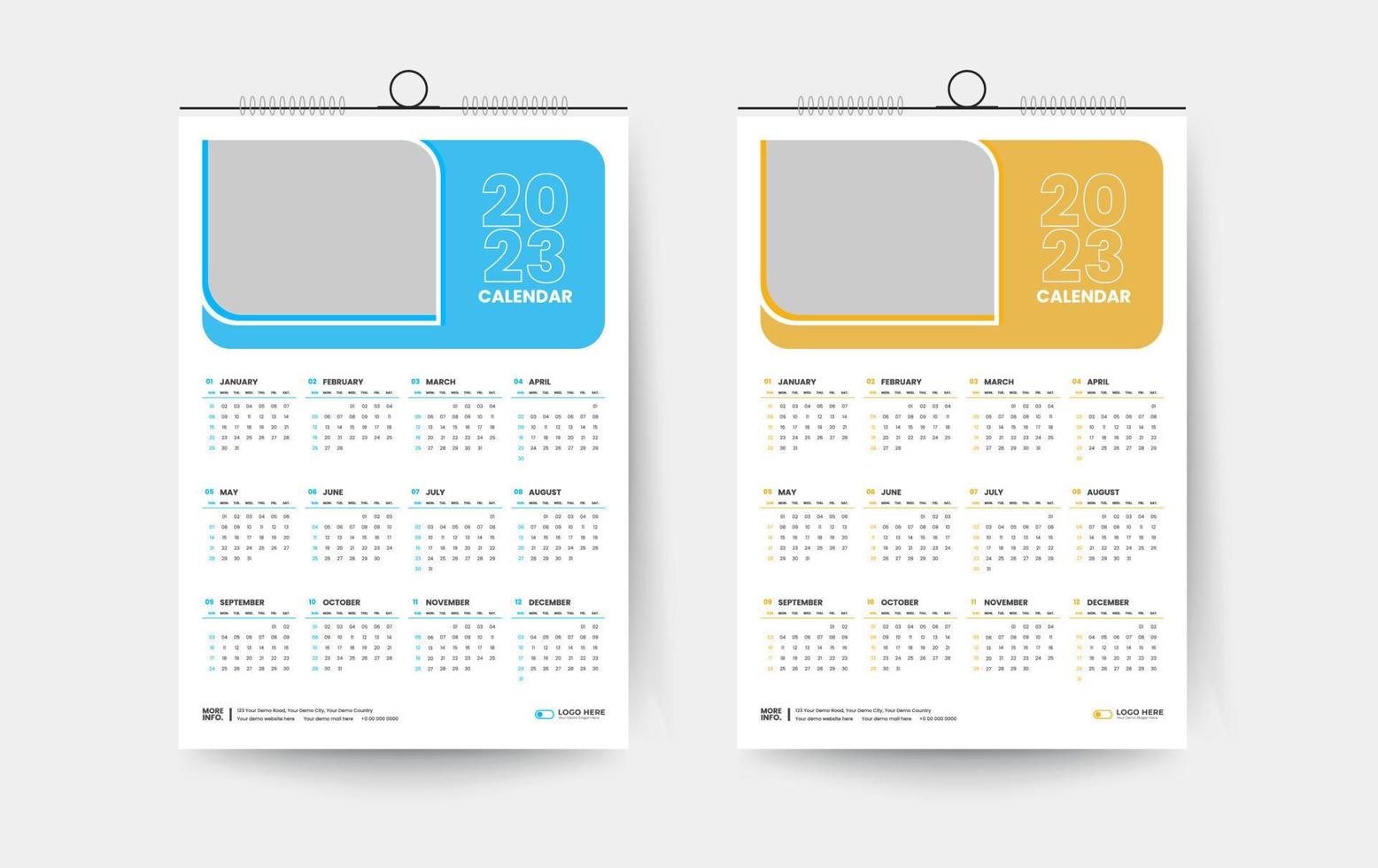 2023 one page wall calendar design template vector