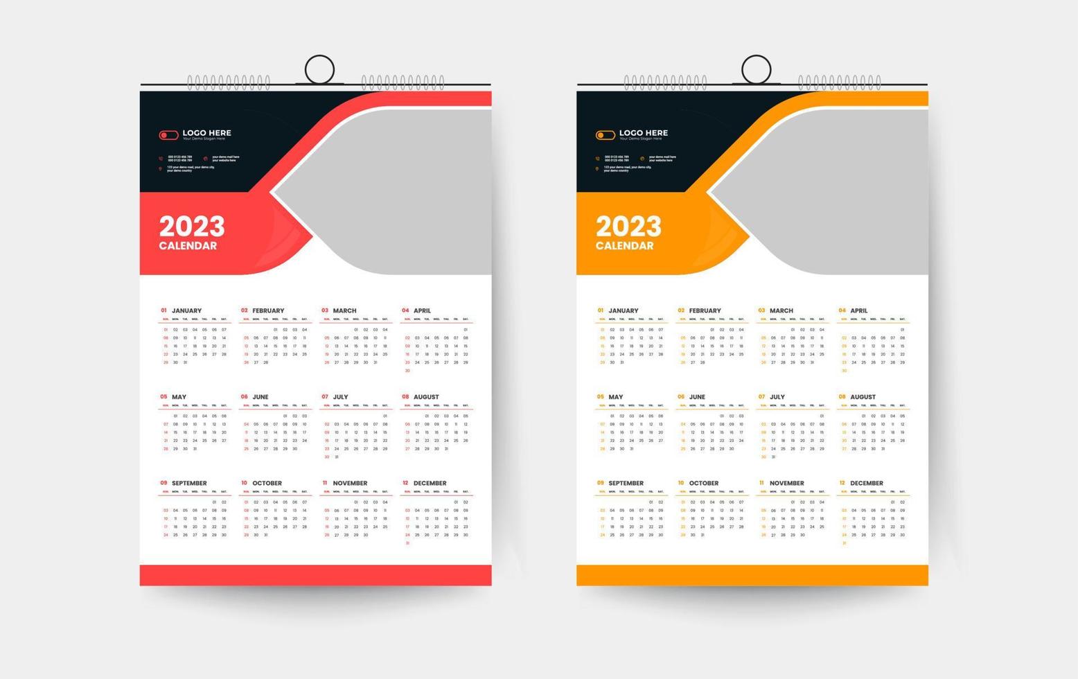 2023 one page wall calendar design template vector