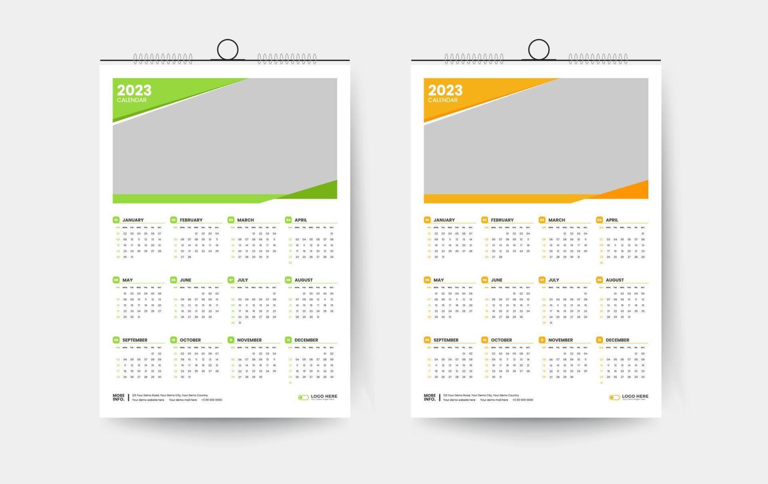 2023 one page wall calendar design template vector