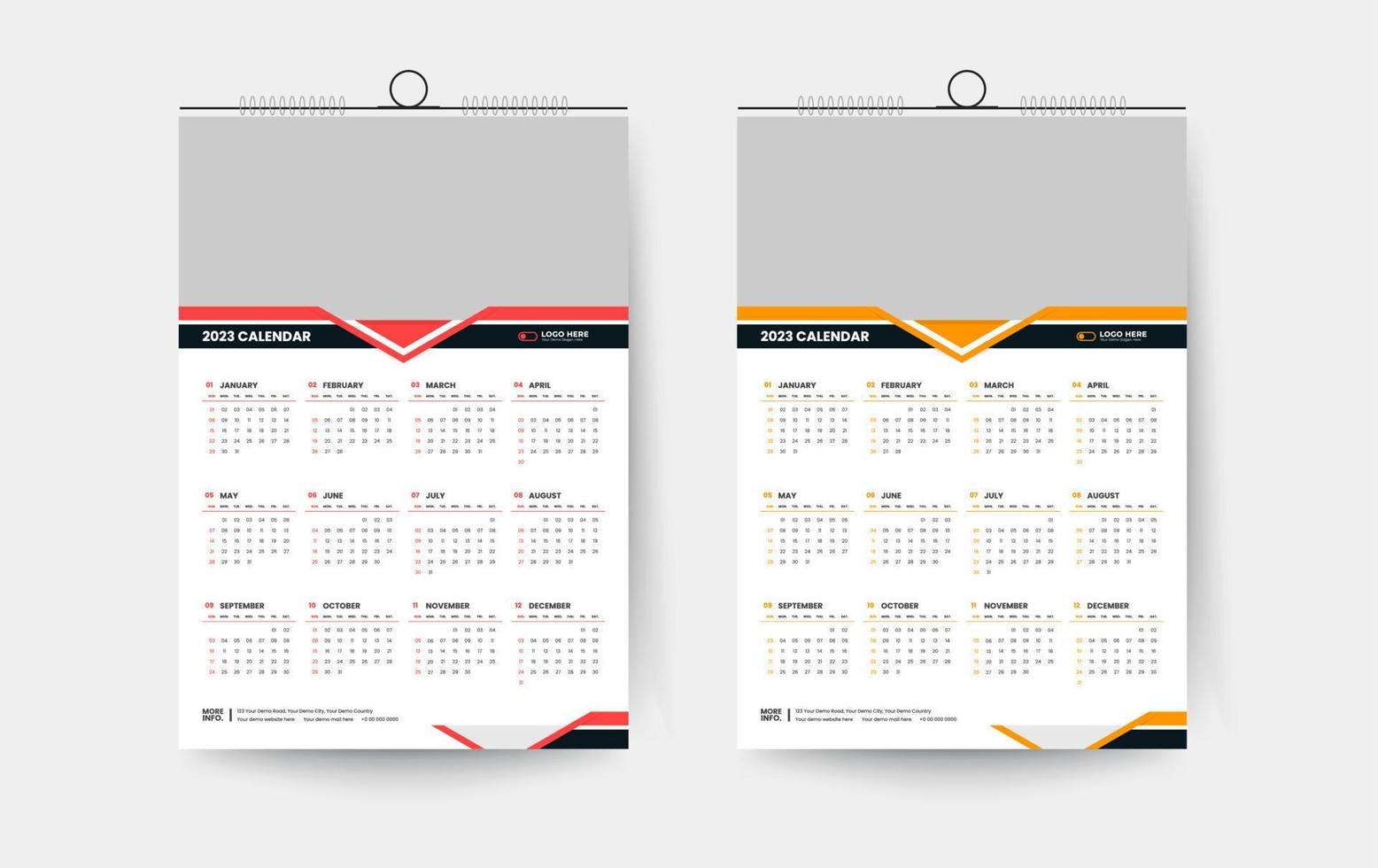 2023 one page wall calendar design template vector