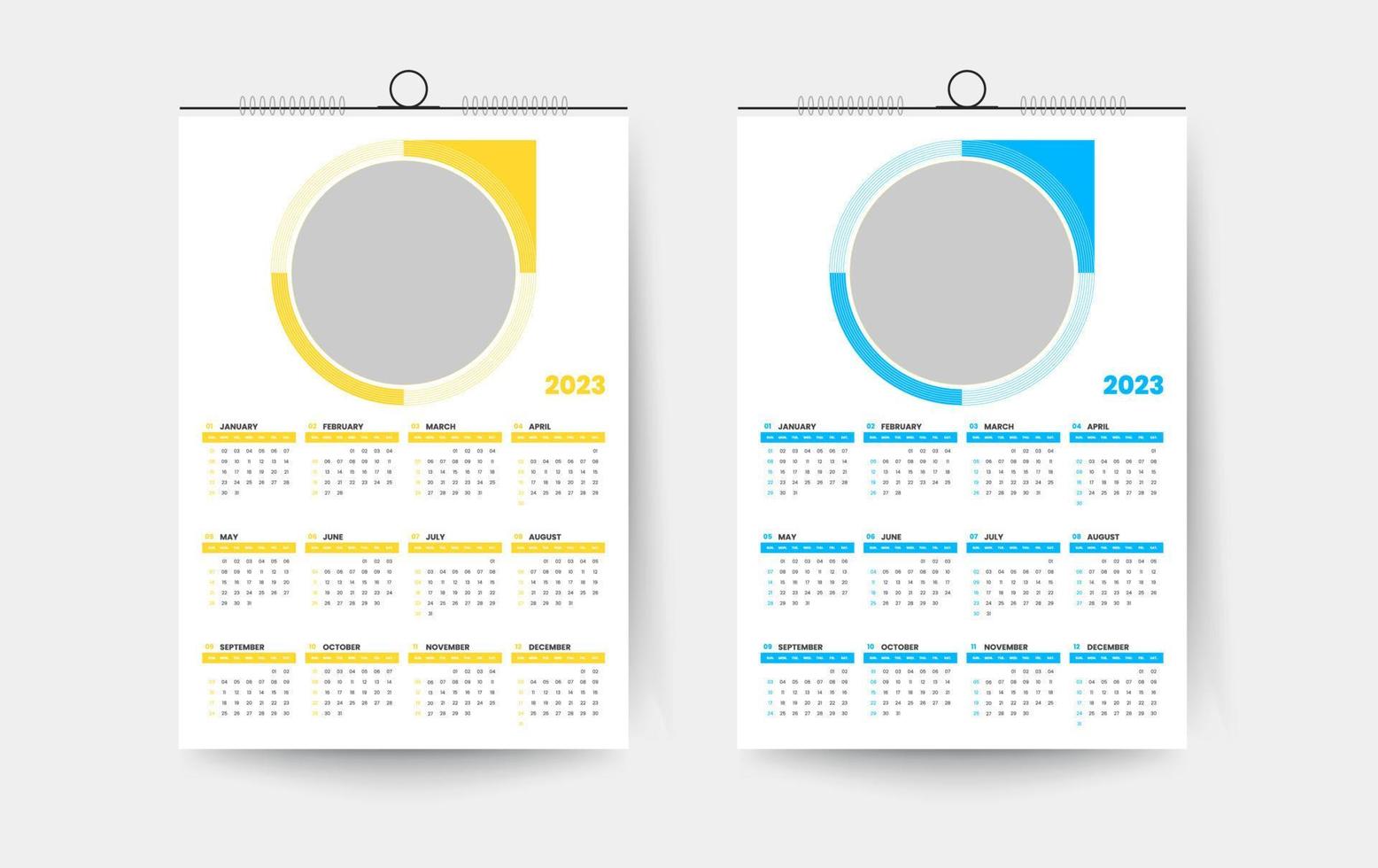 2023 one page wall calendar design template vector