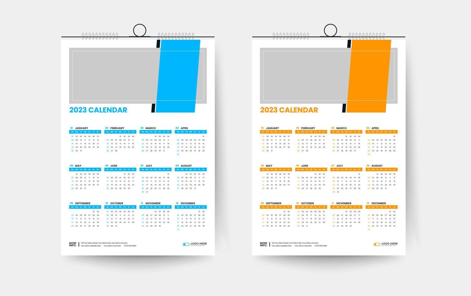 2023 one page wall calendar design template vector