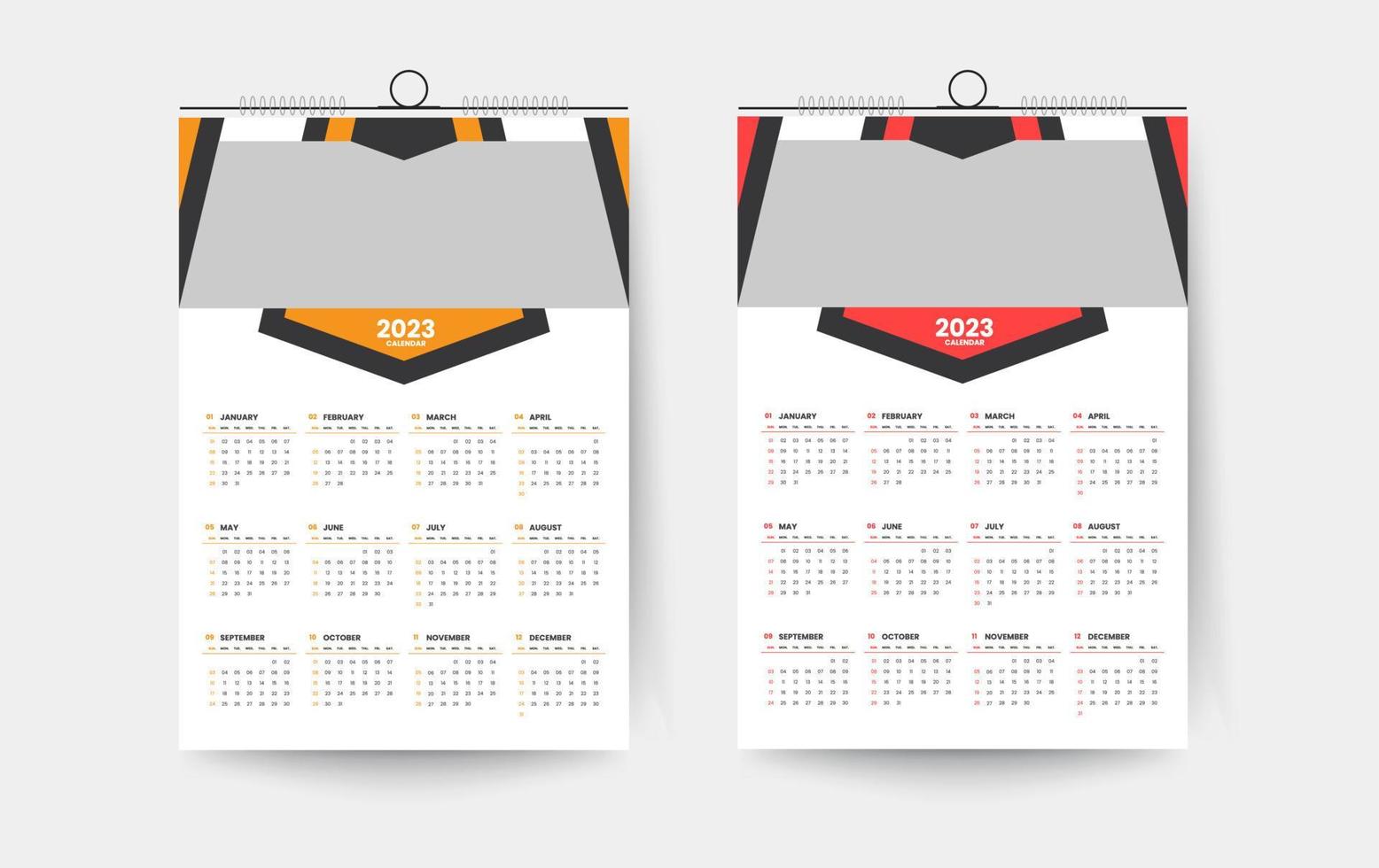 2023 one page wall calendar design template vector