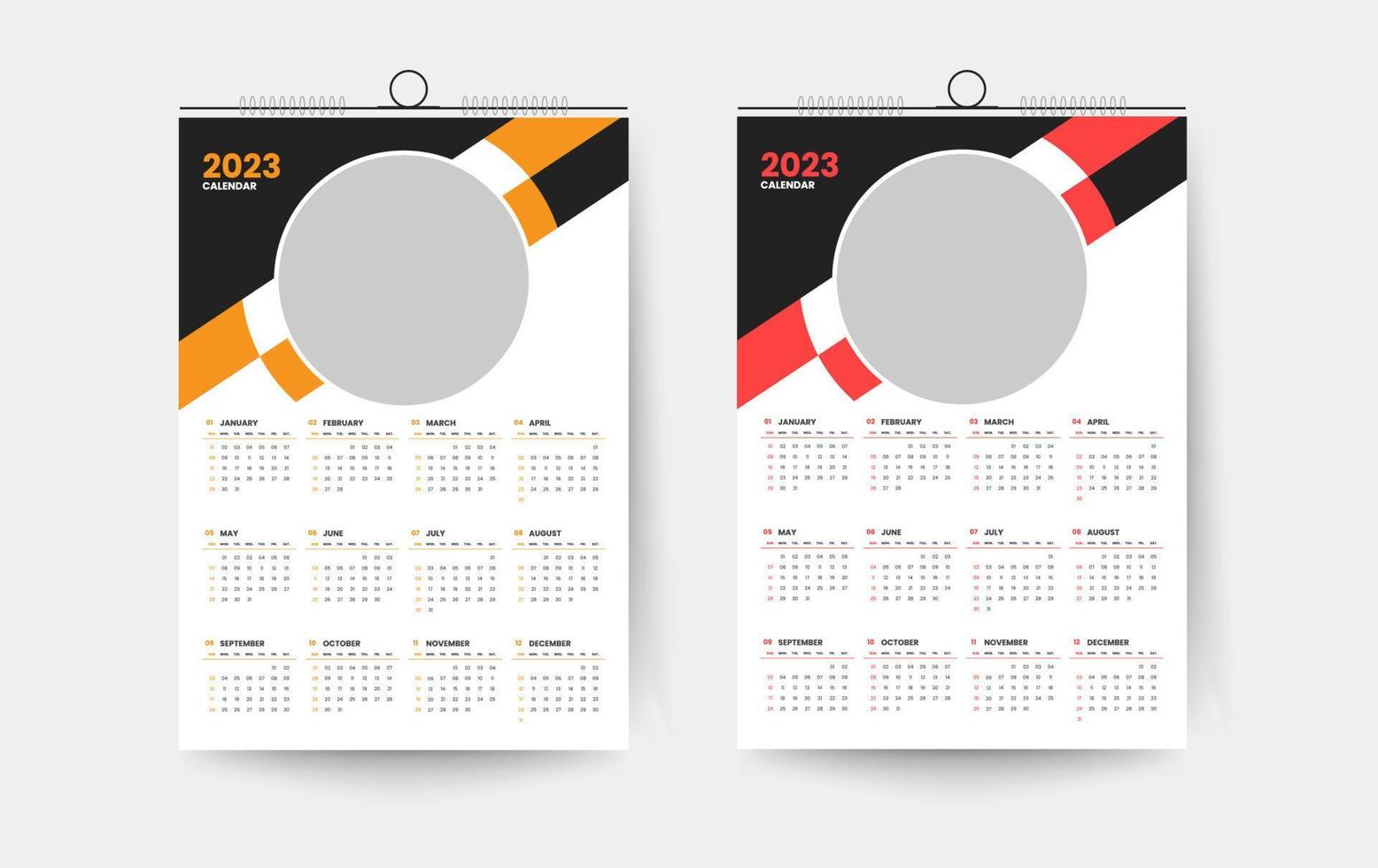 2023 one page wall calendar design template vector