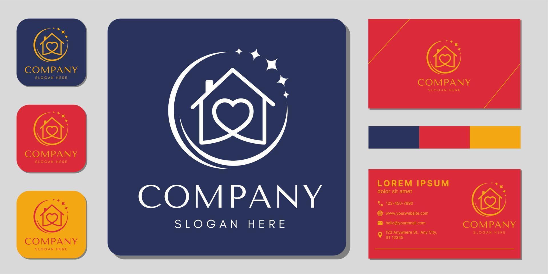 vector de logotipo de casa. diseño de logotipo, icono y tarjeta de visita