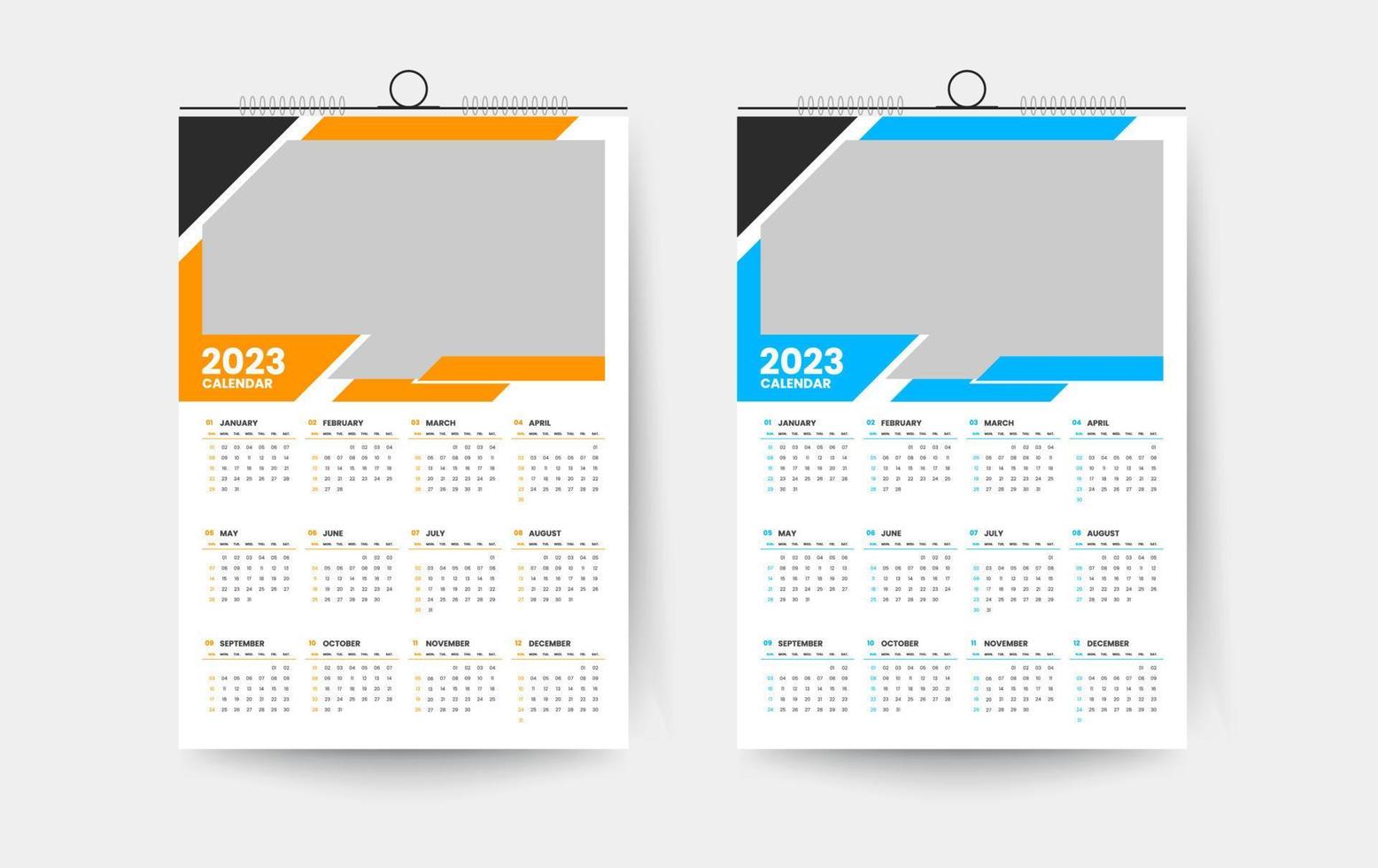 2023 one page wall calendar design template vector