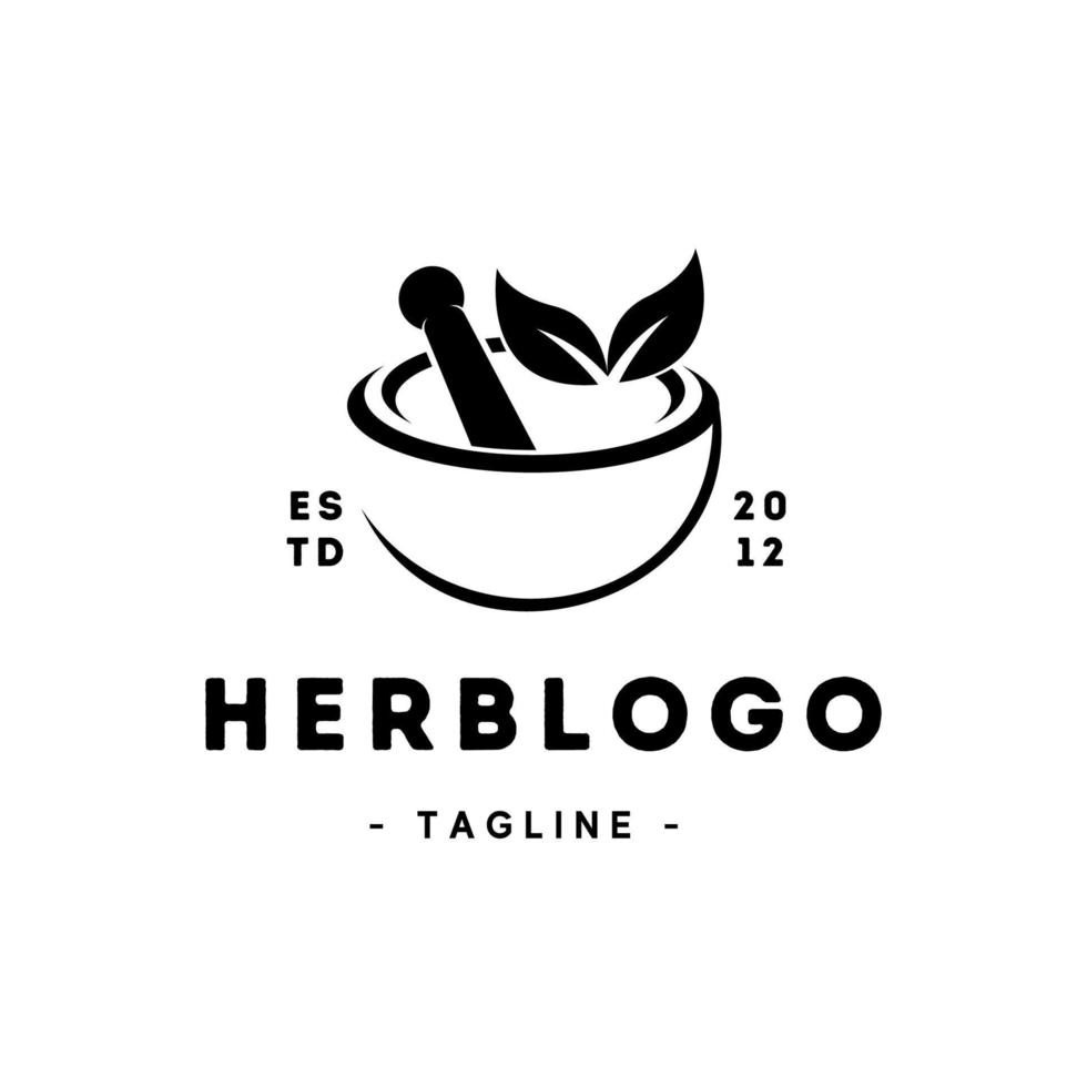 minimalist natural herb line art badge logo template vector illustration design. simple mortar pestle leaf bowl alternative medicine pharmacy emblem logo concept