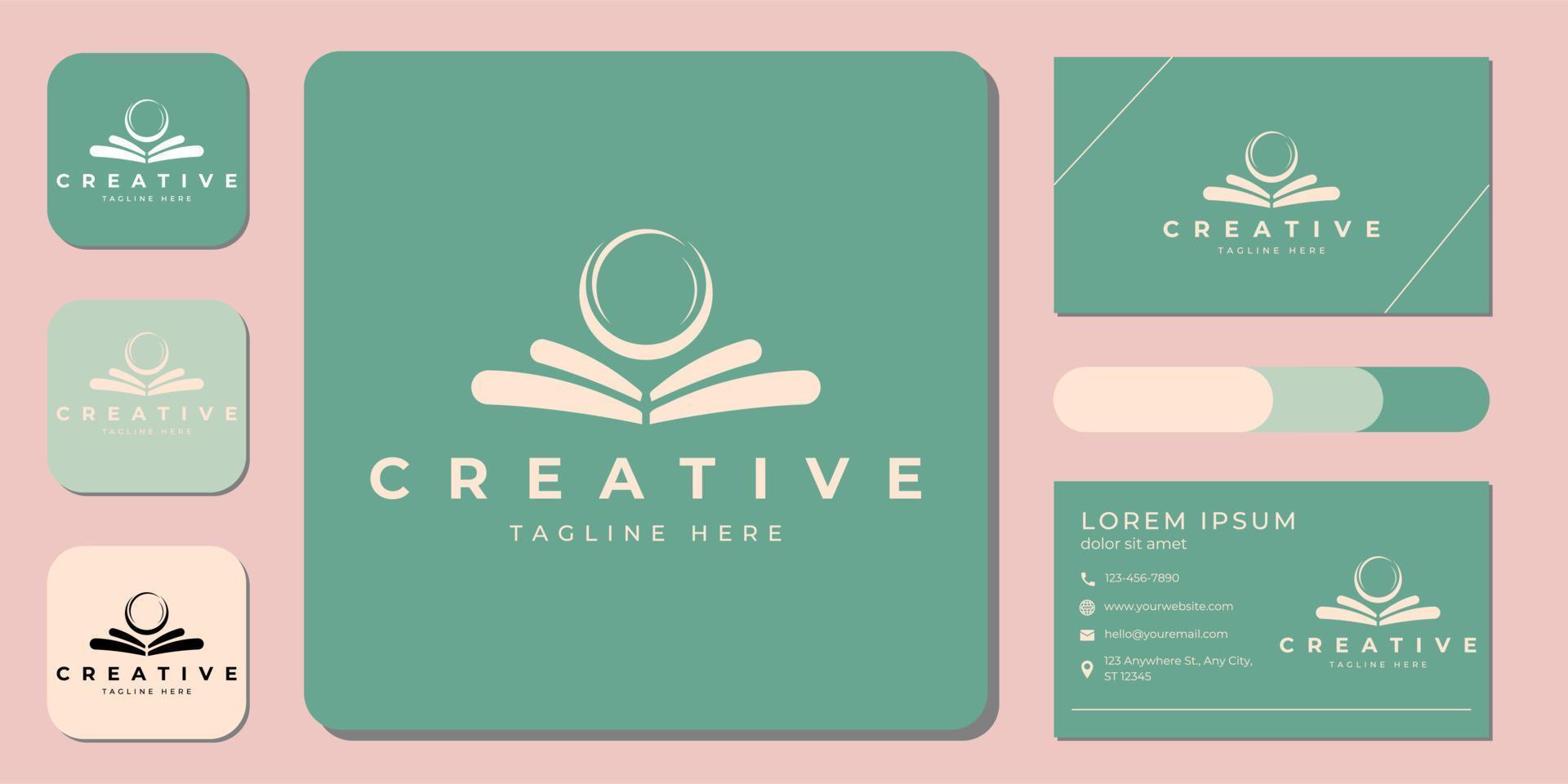luxury and elegant gold colored pearl shell logo template and business card vector