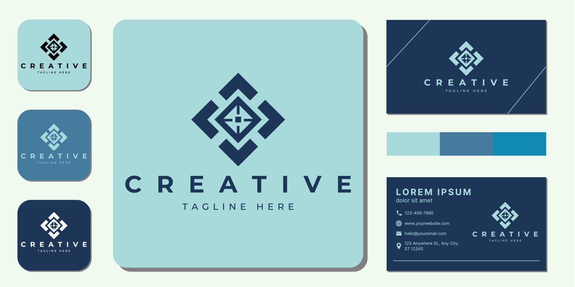 Vector modern creative with business card template.