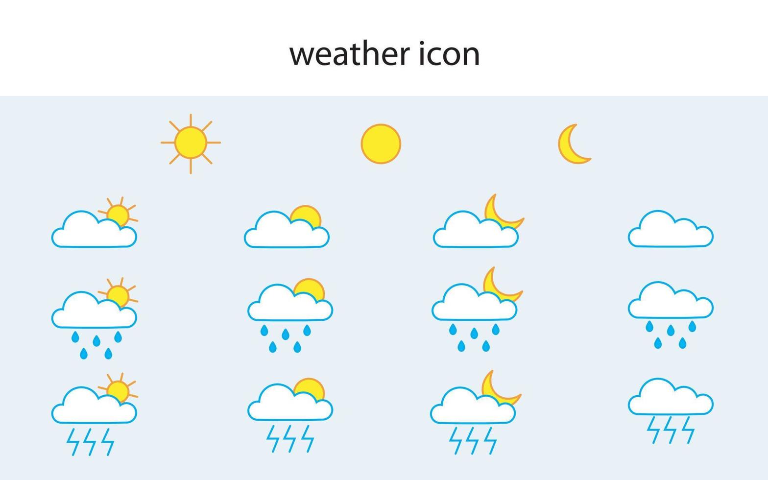 WEATHER LINE ICON SET COLOR vector