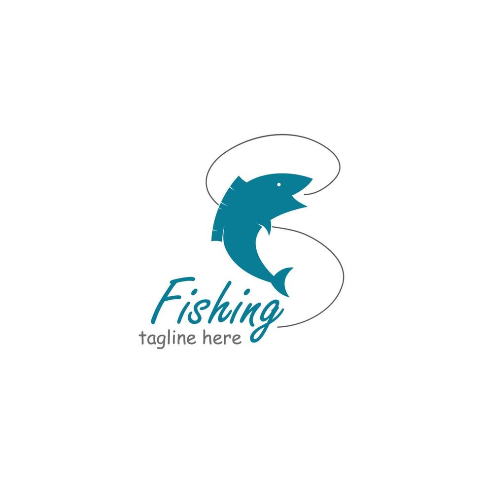 logo de pesca, plantilla de logo de pez y anzuelo vector