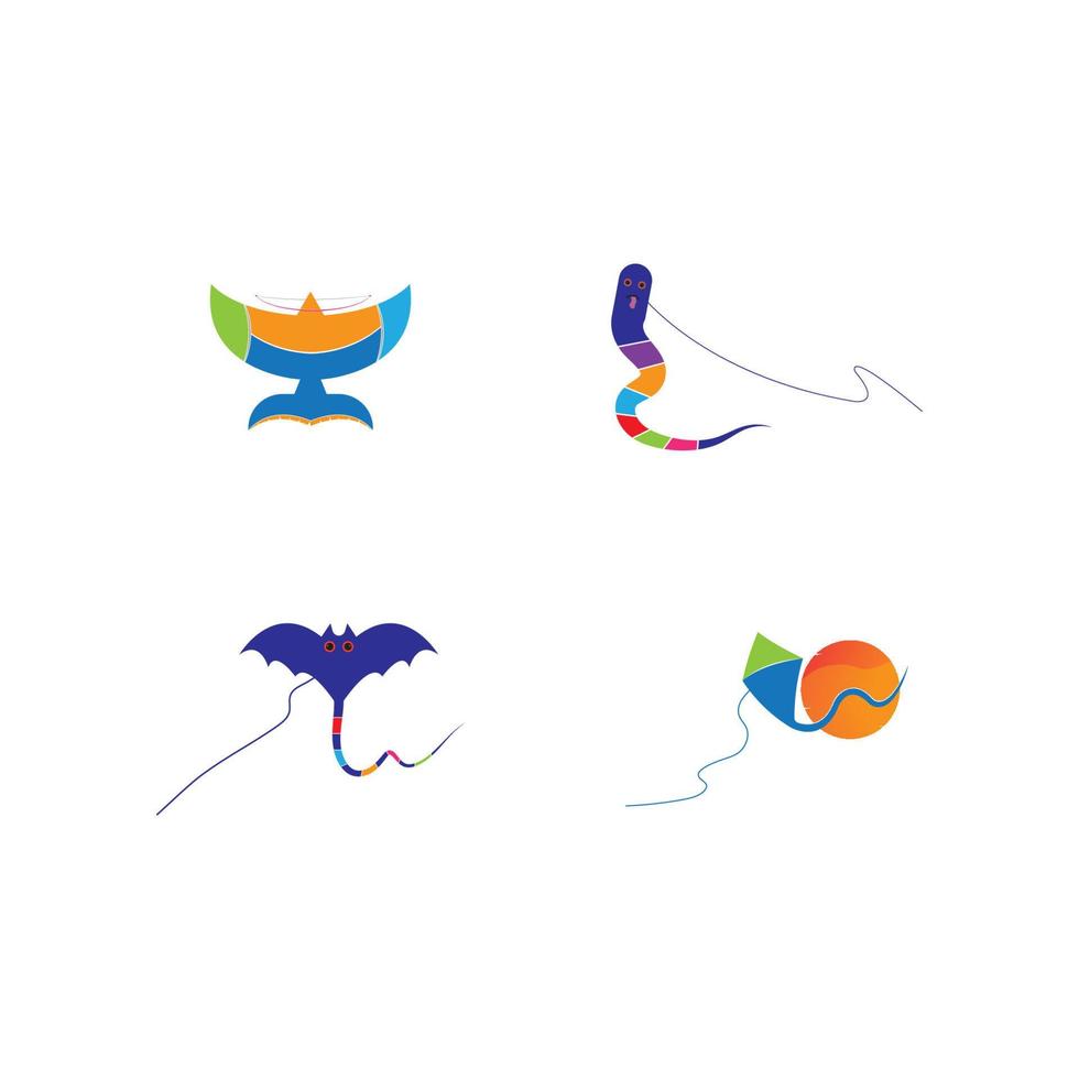 Flying Colorful Kite Vector Illustration