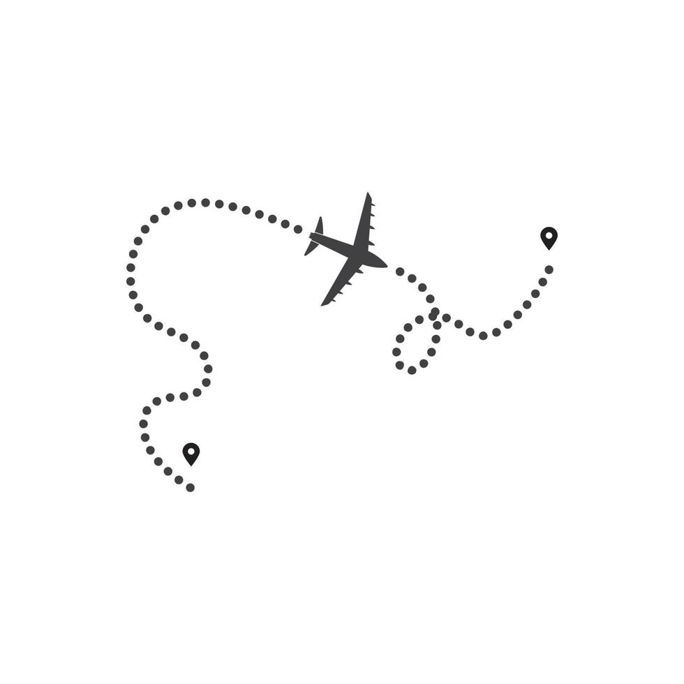 Airplane flight line route vector