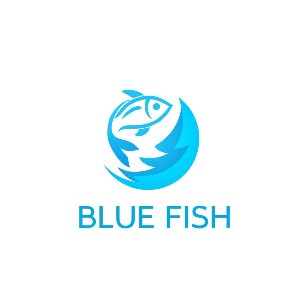 Illustration vector graphic of blue fish with water wave perfect for logo template aquatic concept