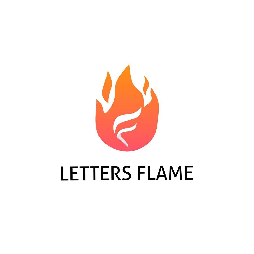 Template logo flame letters F on the flame vector